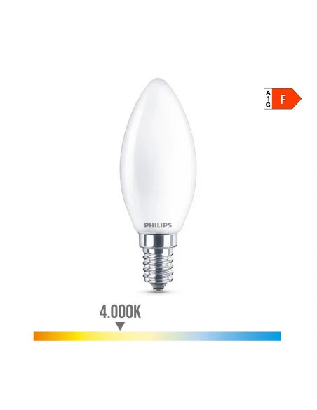12 Ampoule Bougie Led E14 4.3w 470lm 4000k Lumière Du Jour Philips