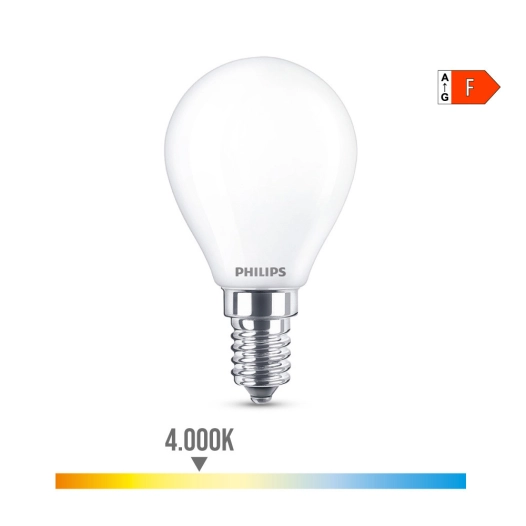 10 Ampoule Sphérique Led E14 4.3w 470lm 4000k Lumière Du Jour Ø4.5x8.2cm Philips