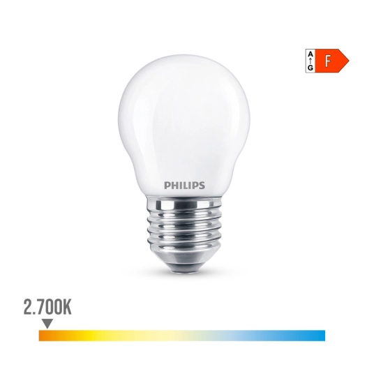 Ampoule Led Sphérique E27 4.3w 470lm 2700k Lumière Chaude Ø4.5x8,2cm Philips