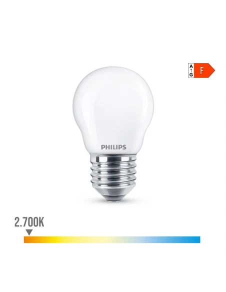Ampoule Led Sphérique E27 4.3w 470lm 2700k Lumière Chaude Ø4.5x8,2cm Philips