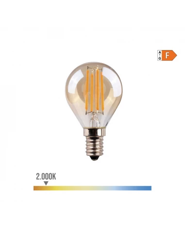 Ampoule Sphérique À Filament Led Vintage Verre E14 4.5w 350lm 2000k Lumière Chaude Ø4.5x7.8cm Edm