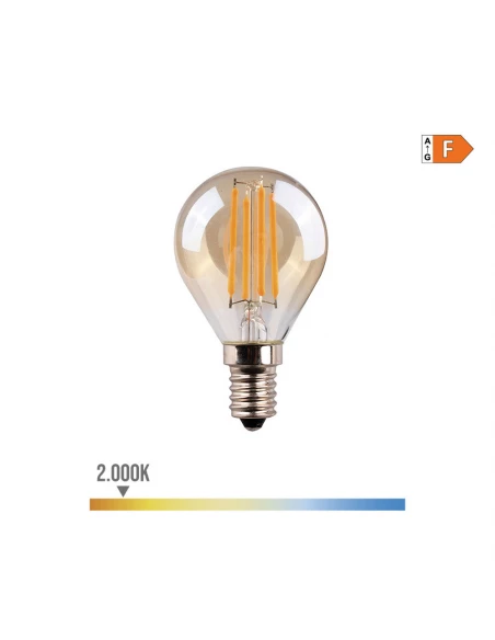 Ampoule Sphérique À Filament Led Vintage Verre E14 4.5w 350lm 2000k Lumière Chaude Ø4.5x7.8cm Edm