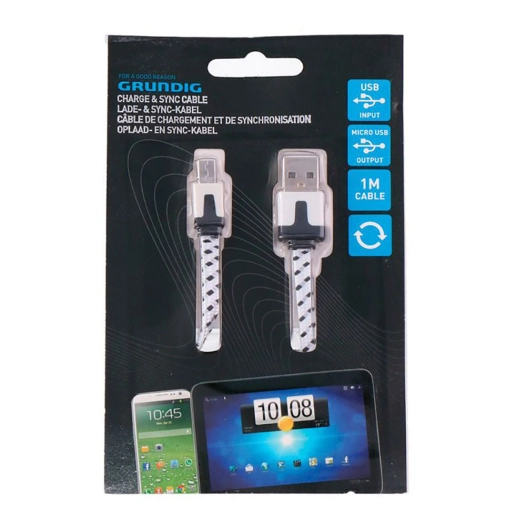 Cable De Charge Usb Avec Micro Usb Et Synchronisation, Grundig, 1m.