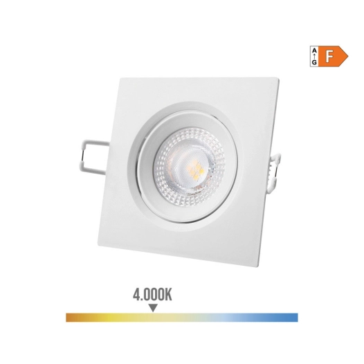Downlight Led Encastré Carré 5w 6400k Lumière Du Jour Cadre Blanc 9x9cm Edm