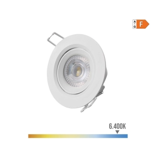 Downlight Led Encastré Rond 5w 6400k Lumière Froide Cadre Blanc Ø9cm Edm