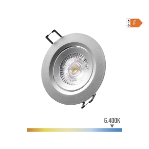 Downlight Led Encastré Rond 5w 6400k Lumière Froid. Cadre Chrome Ø9cm Edm
