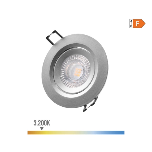 Downlight Led Encastré Rond 5w 3200k Lumière Chaude Cadre Chrome Ø9cm Edm