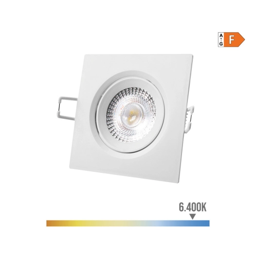 Downlight Led Encastré Carré 5w 6400k Lumière Froide Cadre Blanc 9x9cm Edm