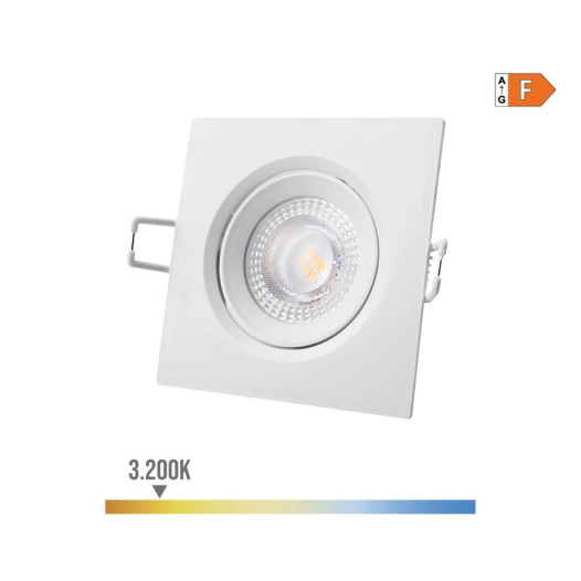Downlight Led Encastré Carré 5w 3200k Lumière Chaude Cadre Blanc 9x9cm Edm