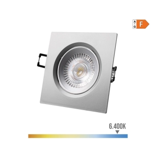 Downlight Led Encastré Carré 5w 6400k Lumière Froide. Cadre Chrome 9x9cm Edm