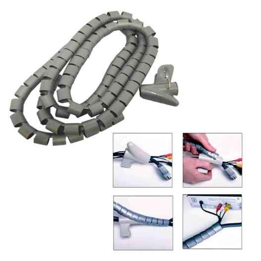 Gaine Spirale Rangement De Câbles 2mts/ 25mm + Sac Polybag Edm