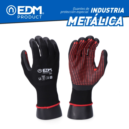 6 Gant Industrie Metallurgique En Nylon/Lycra Enduit De Nitrile Taille 9 Edm