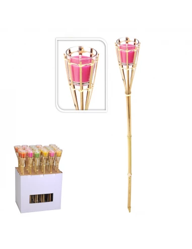 Torche De Jardin Avec Bougie Citronelle Anti-Moustique Ø7,5x76cm Euro/U