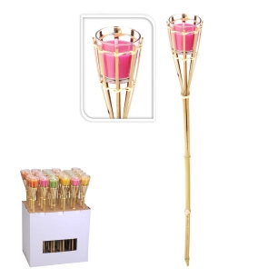 Torche De Jardin Avec Bougie Citronelle Anti-Moustique Ø7,5x76cm Euro/U
