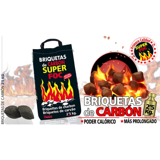 Briquettes Vegetales Au Charbon 2.5kg 08006 Superfoc.