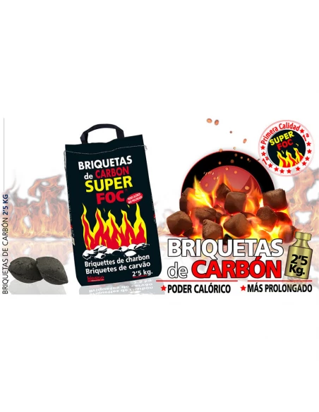 Briquettes Vegetales Au Charbon 2.5kg 08006 Superfoc.