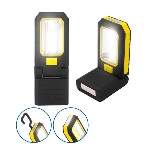 Lampe De Poche Led Cob 3 Leds Xl 200lm. Avec Crochet Et Aimant 3xaaa (PILES Incluses) Edm