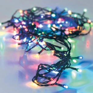Guirlande À Piles Câble Vert 48 Leds Multicouleur Longueur Distance Entre Led 7,5cm Ip44 Multif. 4m