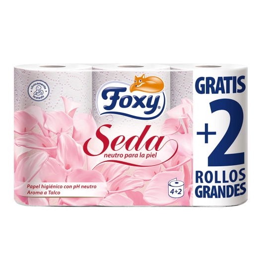 7 Papier Toilette Foxy 4 + 2ud Aroma Talc
