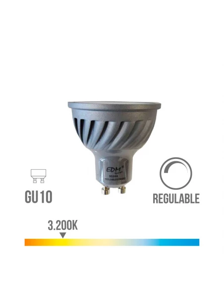Ampoule Led Dichroïque Dimmable Gu10 6w 480lm 3200k Lumière Chaude Ø5x5,5cm Edm