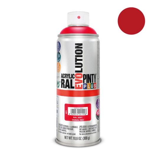 Peinture En Aérosol Pintyplus Evolution 520cc Ral 3001 Rouge De Sécurité