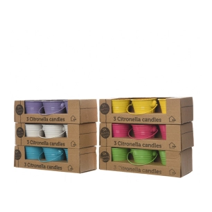 Pack De 3 Bougies Citronelle 45g Ø5x6,5cm Couleurs Assortits