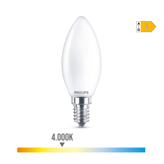 Ampoule Bougie Led E14 6.5w 806lm 4000k Lumière Du Jour Ø3.5x9.7cm. Philips