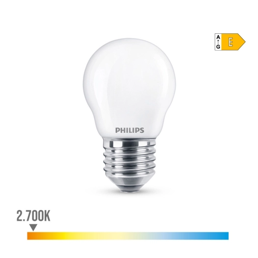 Ampoule Led Sphérique E27 6.5w 806lm 2700k Lumière Chaude Ø4.5x7.8cm Philips