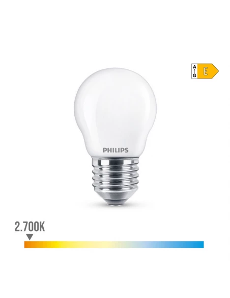 Ampoule Led Sphérique E27 6.5w 806lm 2700k Lumière Chaude Ø4.5x7.8cm Philips