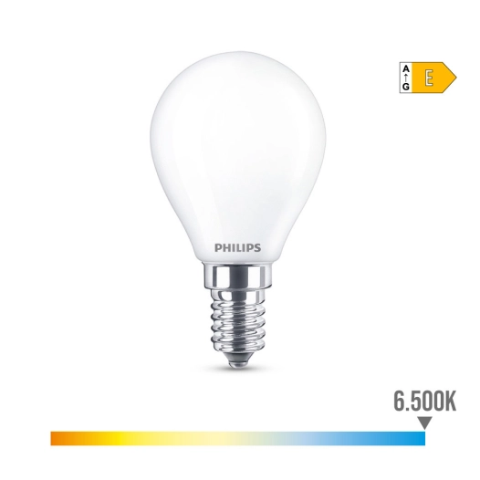 Ampoule Sphérique Led E14 6.5w 806lm 6500k Lumière Freda Ø4.5x8cm Philips