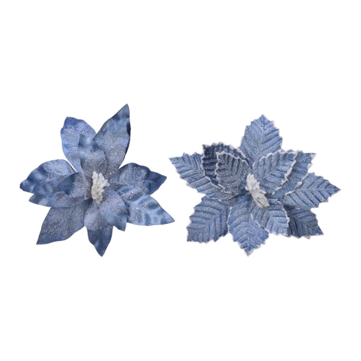 Fleur De Pâques En Polyester Bleu Effet Glacé Ø34x6cm 2 Modèles Assortis