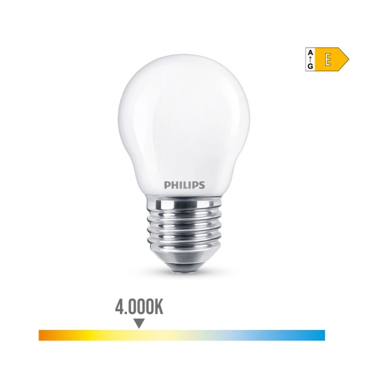 Ampoule Led Sphérique E27 6.5w 806lm 4000k Lumière Du Jour Ø4.5x7.8cm Philips