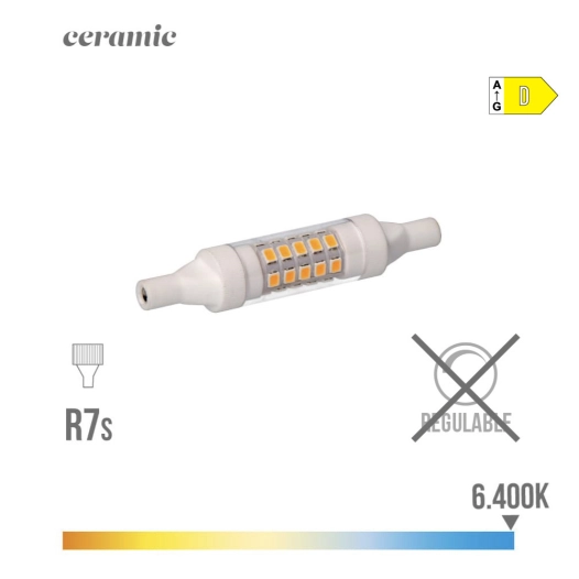 Ampoule Led Lineaire 78mm R7s 5.5w 600lm 6400k Lumière Froide Base Ceramique Ø1.5x7.8cm Edm