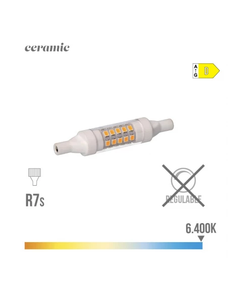 Ampoule Led Lineaire 78mm R7s 5.5w 600lm 6400k Lumière Froide Base Ceramique Ø1.5x7.8cm Edm