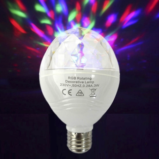 Ampoule Disco Led Rgb E27 3w Multicolore Rotation 360° Ø8x13cm Edm