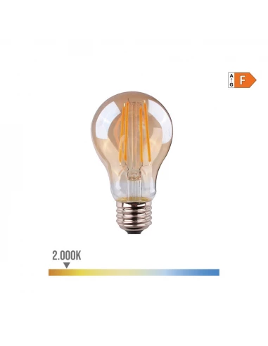 Ampoule Standard Avec Filament Led Vintage Verre E27 6w 500lm 2000k Lumière Chaude Ø6x10,6cm Edm