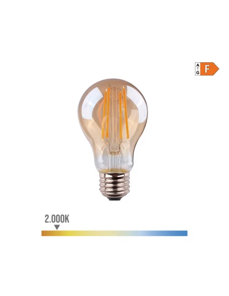 Ampoule Standard Avec Filament Led Vintage Verre E27 6w 500lm 2000k Lumière Chaude Ø6x10,6cm Edm