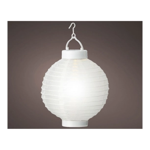 Lampe Solaire Blanche Diam.20cmx23cm. Batterie Inclus. 1 Lumen