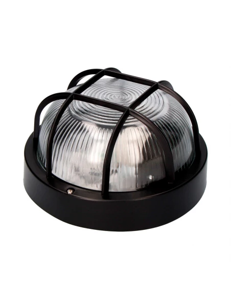 Applique Ronde Ip54 Couleur Noire 1xe27 40w Ø18,5x10,4cm Modèle Tarragone. Edm