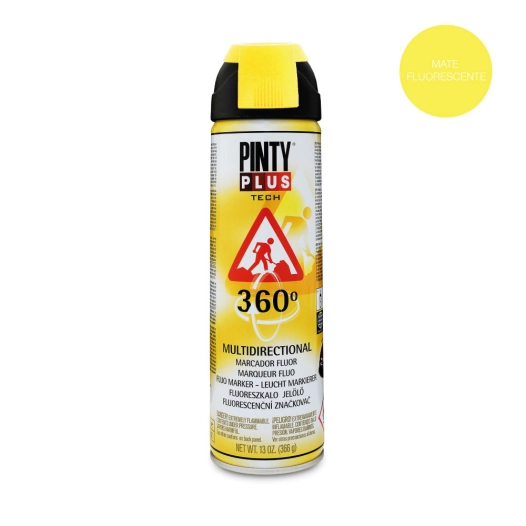 Peinture En Aérosol Pintyplus Tech 650cc Marqueur Fluo 360° Jaune T146