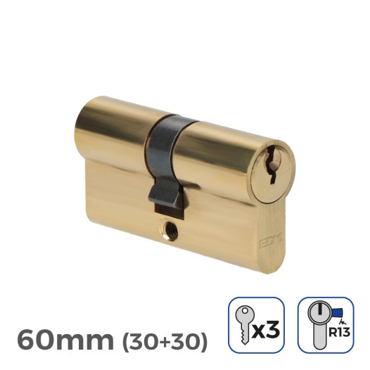 Cylindre De Porte 60mm (30+30MM) Court Cam R13 5 Clés De Sécurité Inclus Edm
