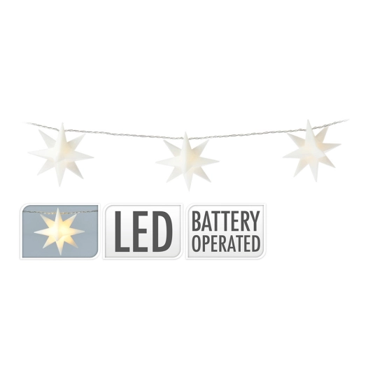 Décoratif Guirlande Star 10 Leds Lumière Blanche Chaude. 1,8m