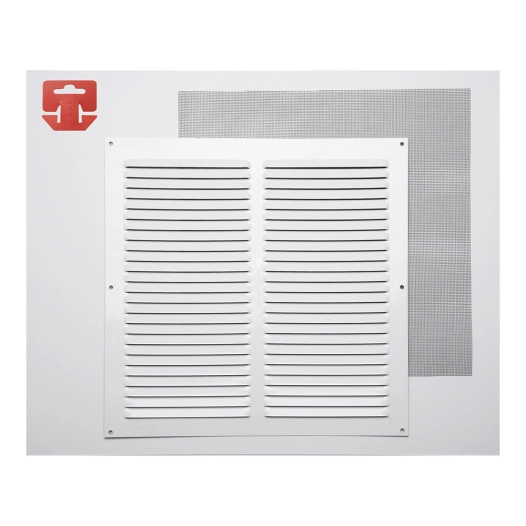 5 Grille Avec Toile Moustiquaire Aluminium 0.6 Couleur Blanc Laqué 300x300mm (G)