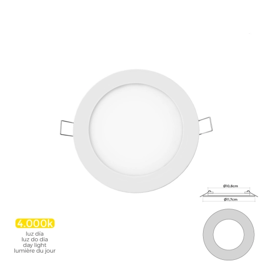 Mini Downlight Led Rond 6w 4000k Lumière Du Jour. Couleur Blanc Ø11,7cm Edm