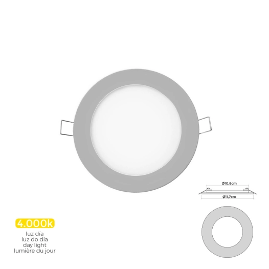 Mini Downlight Led Rond 6w 4000k Lumière Du Jour. Couleur Chrome Ø11,7cm Edm