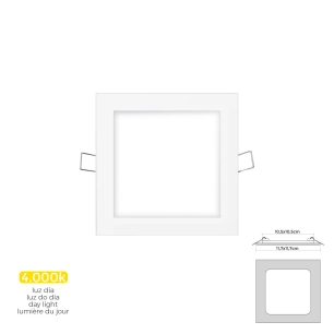 Mini Downlight Led Carré 6w 4000k Lumière Du Jour. Couleur Blanc 11,7x11,7cm Edm