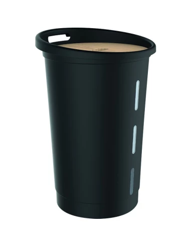 Coffre à granulés de bois noir 25kg maxi roulettes 39.7x60.5x5 - EDA
