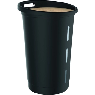 Coffre à granulés de bois noir 25kg maxi roulettes 39.7x60.5x5 - EDA