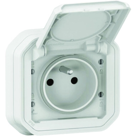 Prise électrique étanche plexo 2p+t f/b blanc encastrable à griffe - LEGRAND