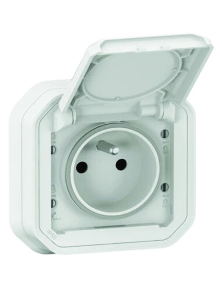Prise électrique étanche plexo 2p+t f/b blanc encastrable à griffe - LEGRAND